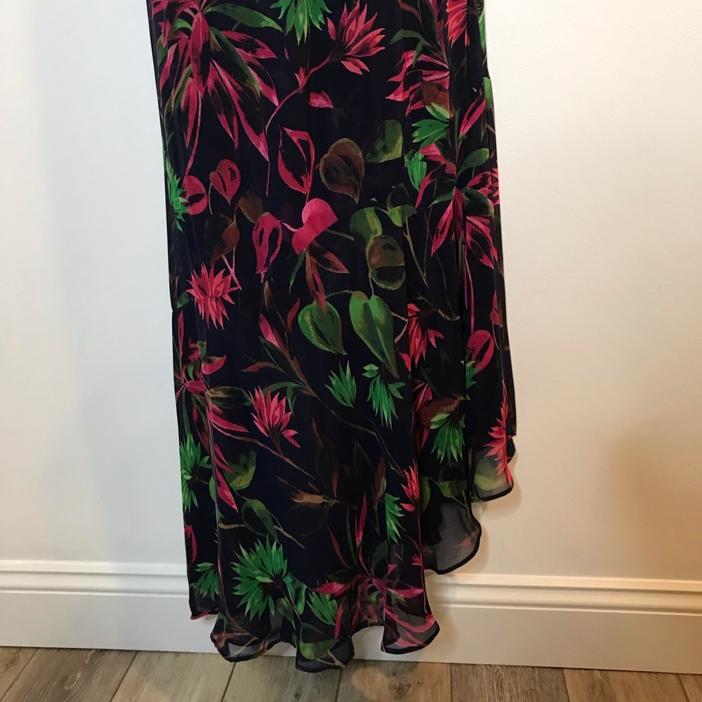 Just Taylor Floral Maxi Dress Tropical Lined Chiffon Halter 12 Large - Picture 4 of 12